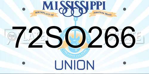 72SO266 Mississippi License Plate