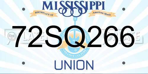 72SQ266 Mississippi License Plate