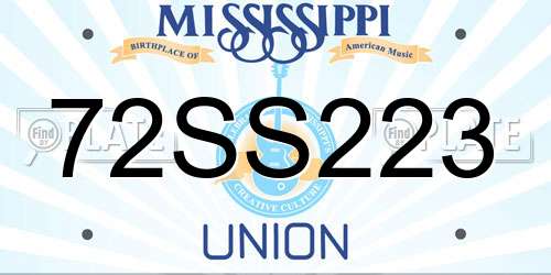 72SS223 Mississippi License Plate