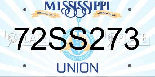 72SS273 Mississippi License Plate