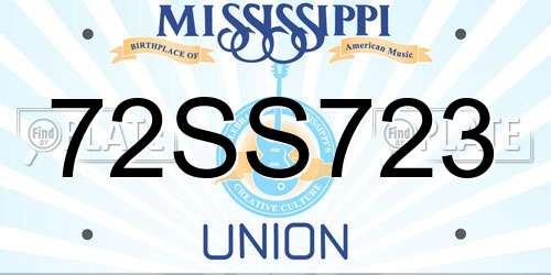 72SS723 Mississippi License Plate