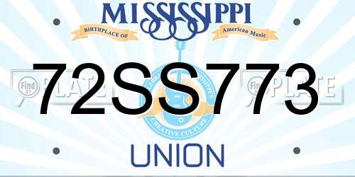 72SS773 Mississippi License Plate