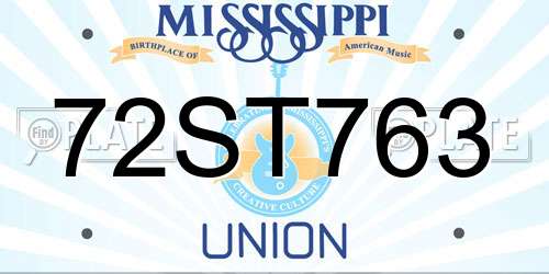 72ST763 Mississippi License Plate