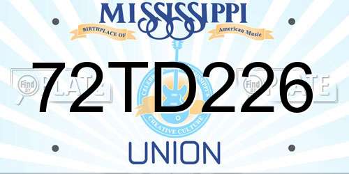 72TD226 Mississippi License Plate