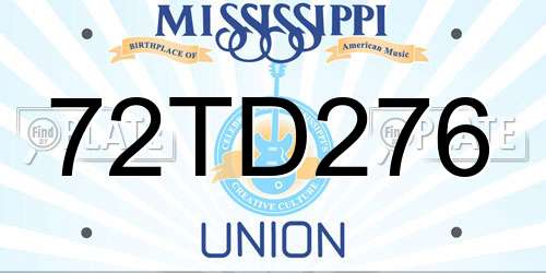 72TD276 Mississippi License Plate