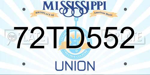 72TD552 Mississippi License Plate