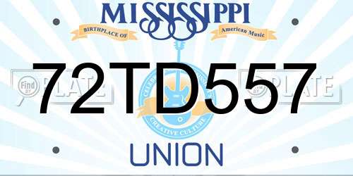 72TD557 Mississippi License Plate
