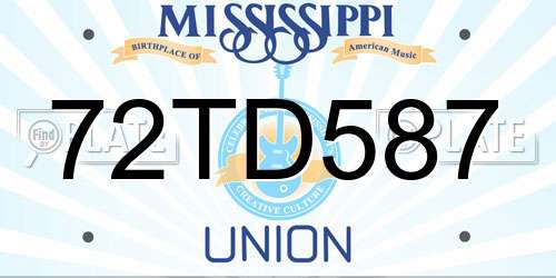 72TD587 Mississippi License Plate
