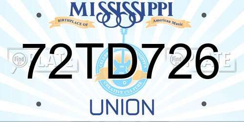 72TD726 Mississippi License Plate