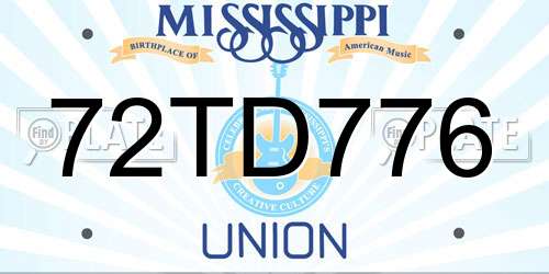 72TD776 Mississippi License Plate