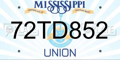 72TD852 Mississippi License Plate