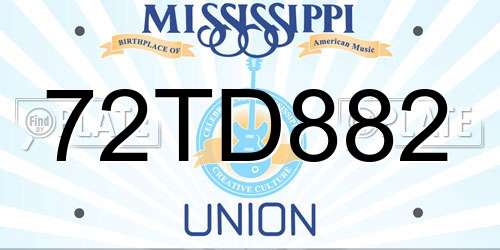 72TD882 Mississippi License Plate