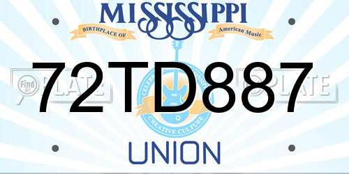 72TD887 Mississippi License Plate