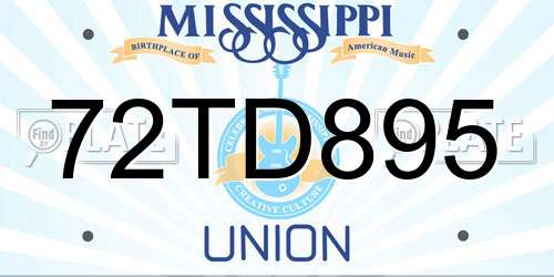 72TD895 Mississippi License Plate