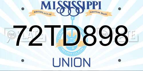 72TD898 Mississippi License Plate