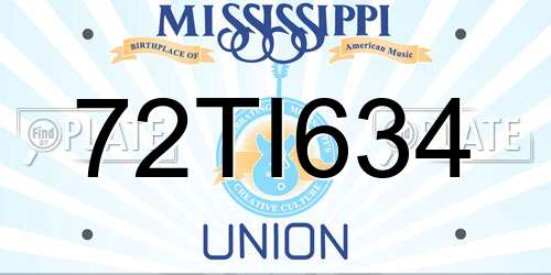 72TI634 Mississippi License Plate