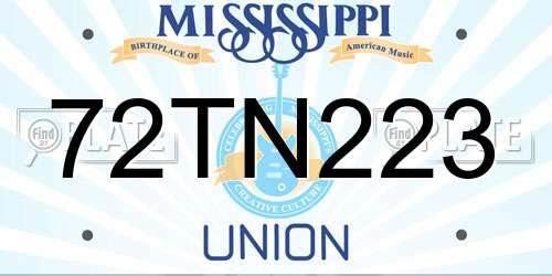 72TN223 Mississippi License Plate