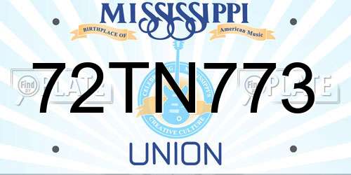72TN773 Mississippi License Plate