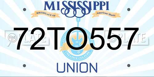 72TO557 Mississippi License Plate