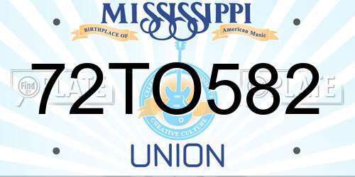 72TO582 Mississippi License Plate