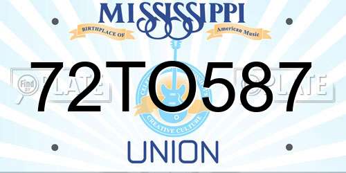 72TO587 Mississippi License Plate
