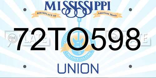 72TO598 Mississippi License Plate