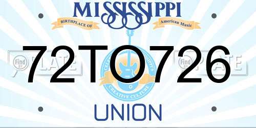 72TO726 Mississippi License Plate