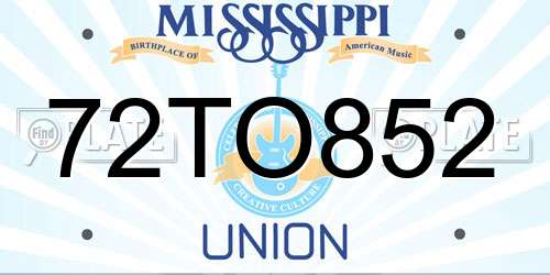 72TO852 Mississippi License Plate