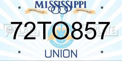 72TO857 Mississippi License Plate