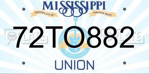 72TO882 Mississippi License Plate