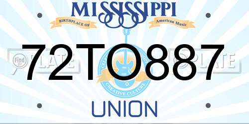 72TO887 Mississippi License Plate