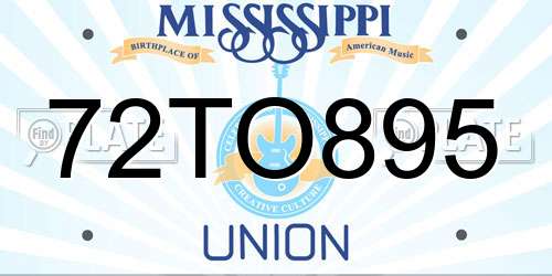72TO895 Mississippi License Plate