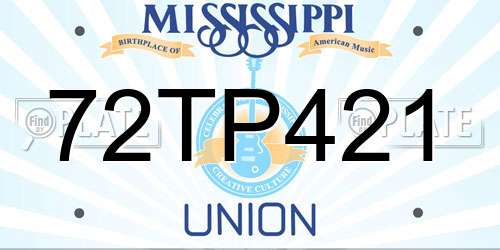 72TP421 Mississippi License Plate