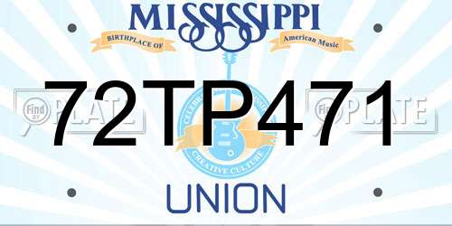 72TP471 Mississippi License Plate