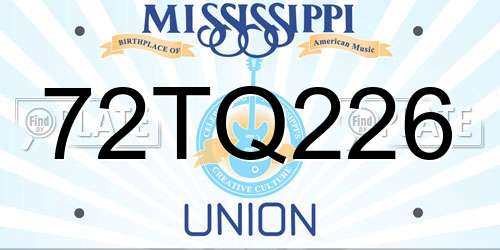72TQ226 Mississippi License Plate
