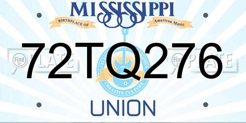 72TQ276 Mississippi License Plate