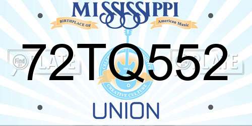 72TQ552 Mississippi License Plate