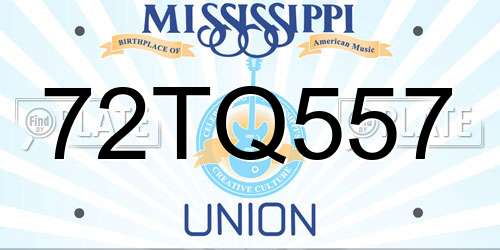 72TQ557 Mississippi License Plate