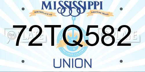 72TQ582 Mississippi License Plate