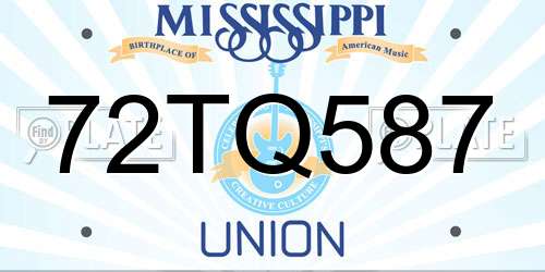 72TQ587 Mississippi License Plate