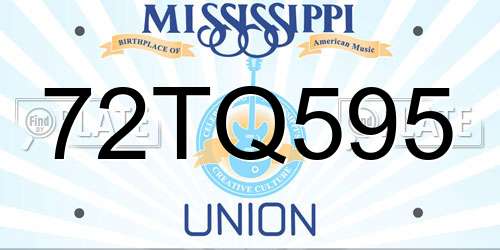 72TQ595 Mississippi License Plate