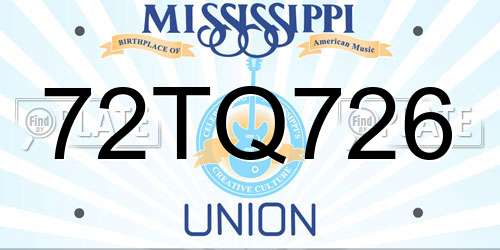 72TQ726 Mississippi License Plate