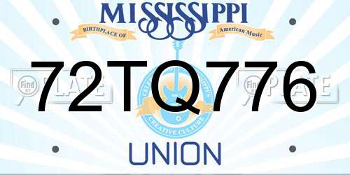 72TQ776 Mississippi License Plate