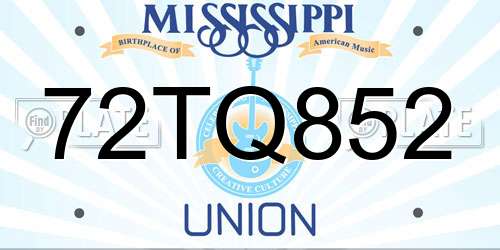 72TQ852 Mississippi License Plate