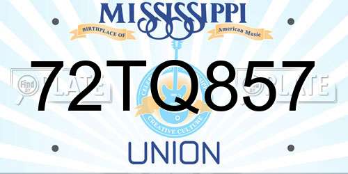 72TQ857 Mississippi License Plate