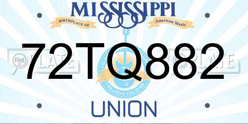 72TQ882 Mississippi License Plate