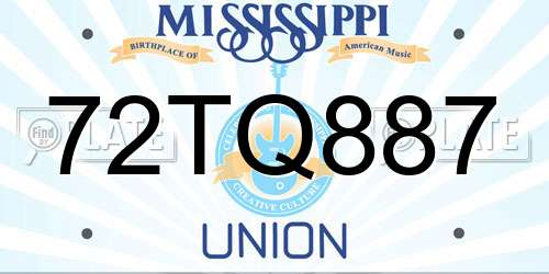 72TQ887 Mississippi License Plate