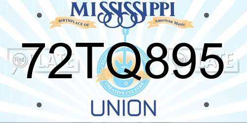 72TQ895 Mississippi License Plate