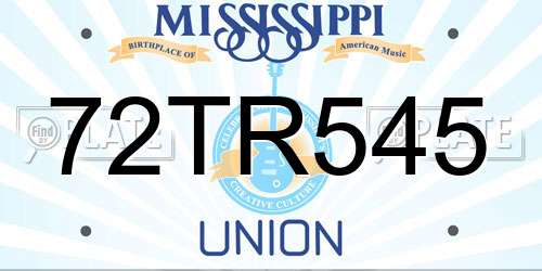 72TR545 Mississippi License Plate