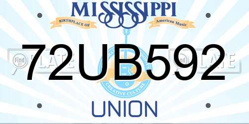 72UB592 Mississippi License Plate